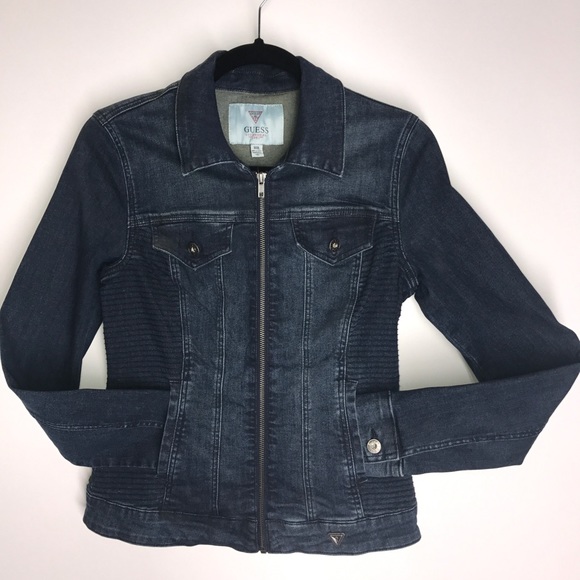 guess black denim jacket womens